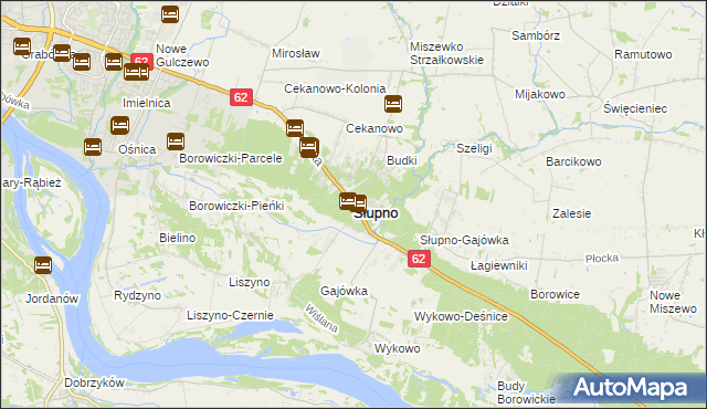 mapa Słupno powiat płocki, Słupno powiat płocki na mapie Targeo