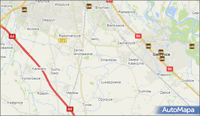 mapa Smardzów gmina Siechnice, Smardzów gmina Siechnice na mapie Targeo
