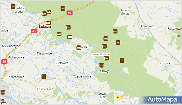 mapa Śmiechowice gmina Lubsza, Śmiechowice gmina Lubsza na mapie Targeo