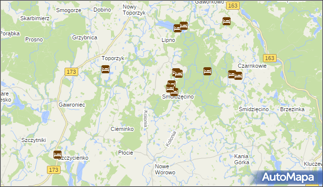 mapa Smołdzęcino, Smołdzęcino na mapie Targeo