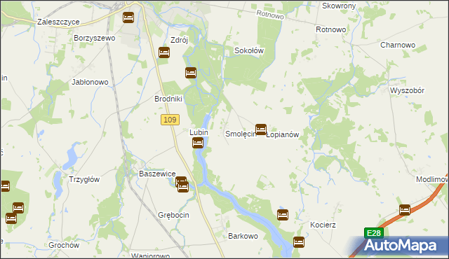 mapa Smolęcin gmina Gryfice, Smolęcin gmina Gryfice na mapie Targeo