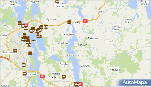 mapa Śniadowo gmina Mrągowo, Śniadowo gmina Mrągowo na mapie Targeo