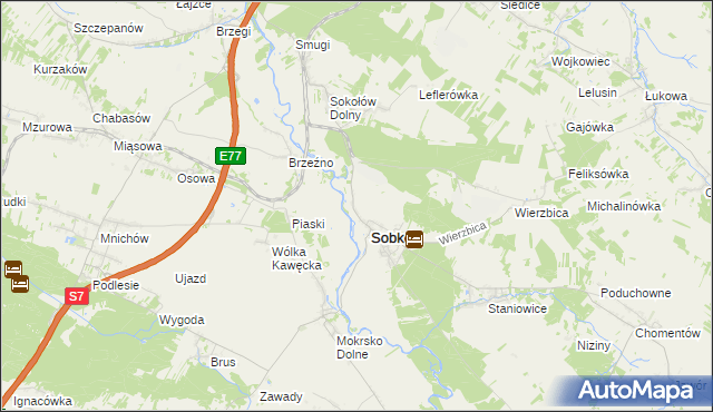 mapa Sobków-Nida, Sobków-Nida na mapie Targeo