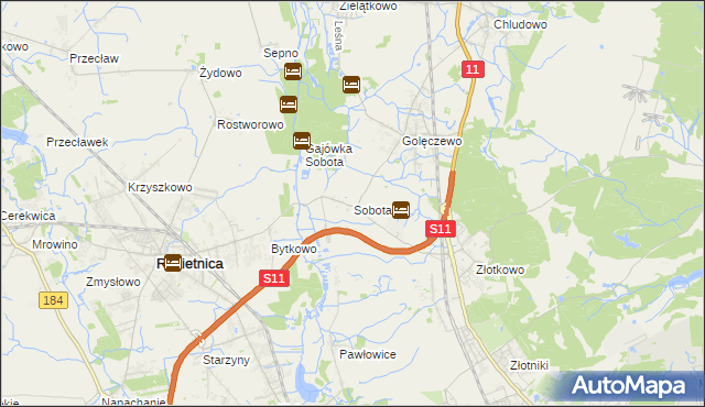 mapa Sobota gmina Rokietnica, Sobota gmina Rokietnica na mapie Targeo