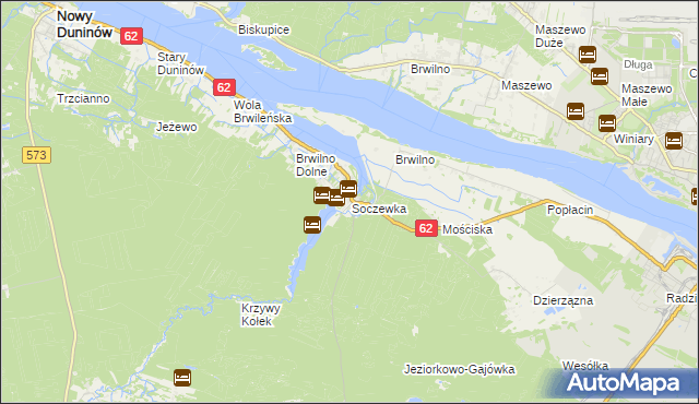 mapa Soczewka gmina Nowy Duninów, Soczewka gmina Nowy Duninów na mapie Targeo