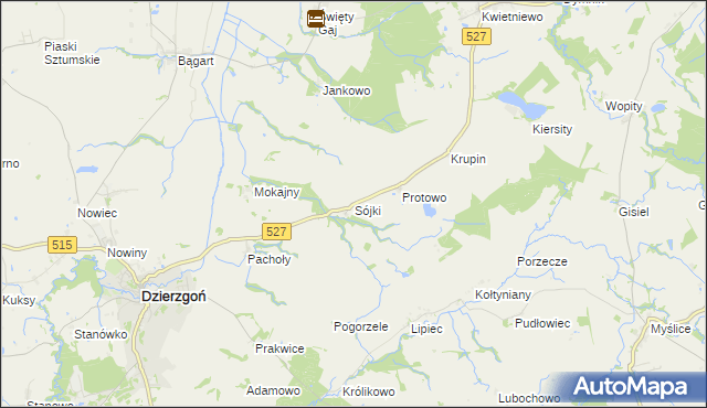 mapa Sójki gmina Rychliki, Sójki gmina Rychliki na mapie Targeo