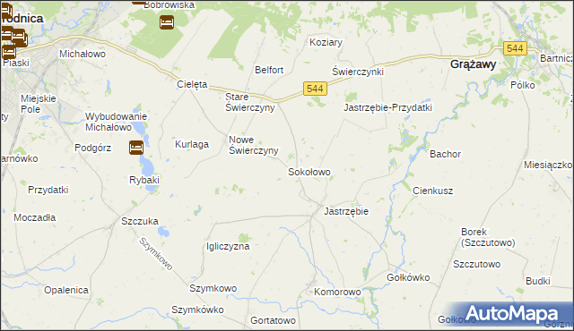 mapa Sokołowo gmina Bartniczka, Sokołowo gmina Bartniczka na mapie Targeo