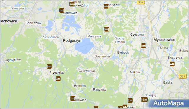 mapa Sosnówka gmina Podgórzyn, Sosnówka gmina Podgórzyn na mapie Targeo