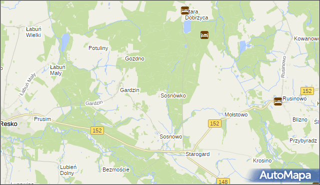 mapa Sosnówko gmina Resko, Sosnówko gmina Resko na mapie Targeo