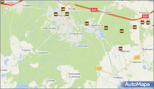 mapa Sosnówko gmina Stare Czarnowo, Sosnówko gmina Stare Czarnowo na mapie Targeo