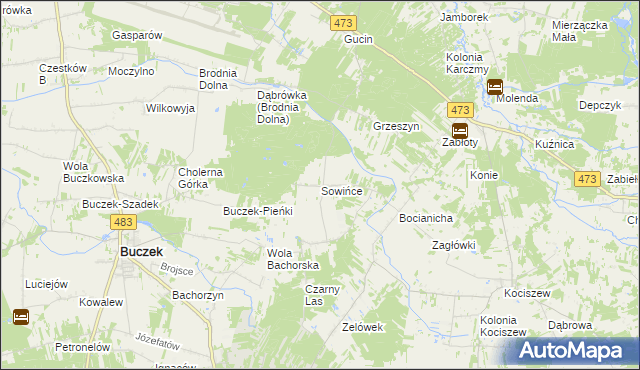 mapa Sowińce, Sowińce na mapie Targeo