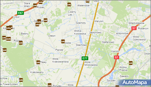 mapa Stachowo gmina Lesznowola, Stachowo gmina Lesznowola na mapie Targeo