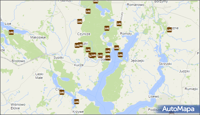 mapa Stacze gmina Kalinowo, Stacze gmina Kalinowo na mapie Targeo