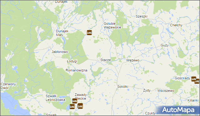 mapa Stacze gmina Kowale Oleckie, Stacze gmina Kowale Oleckie na mapie Targeo