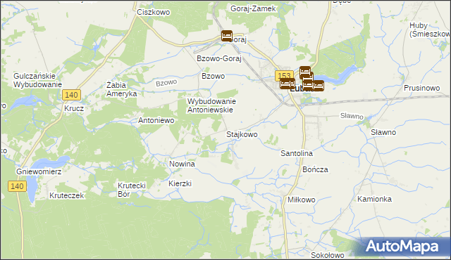 mapa Stajkowo gmina Lubasz, Stajkowo gmina Lubasz na mapie Targeo