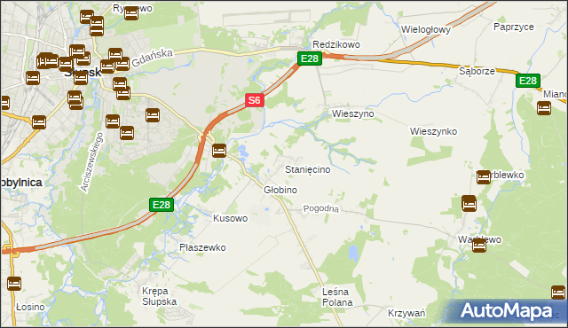 mapa Stanięcino, Stanięcino na mapie Targeo