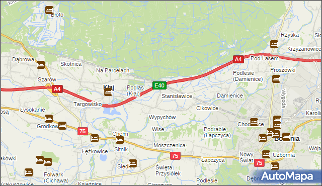 mapa Stanisławice gmina Bochnia, Stanisławice gmina Bochnia na mapie Targeo