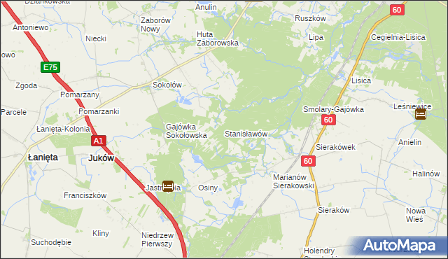 mapa Stanisławów gmina Gostynin, Stanisławów gmina Gostynin na mapie Targeo