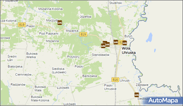 mapa Stanisławów gmina Wola Uhruska, Stanisławów gmina Wola Uhruska na mapie Targeo