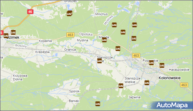 mapa Staniszcze Małe, Staniszcze Małe na mapie Targeo