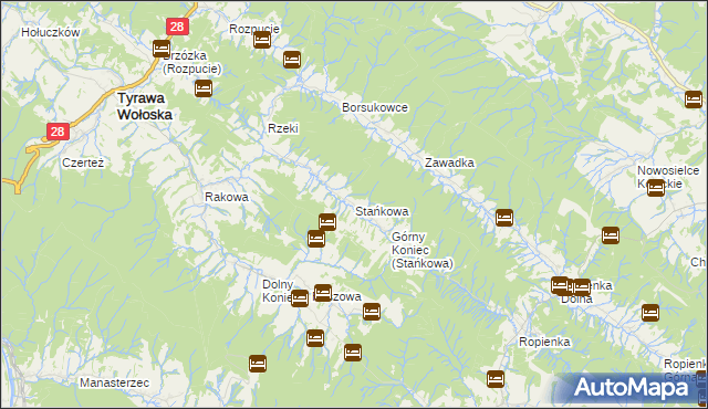 mapa Stańkowa gmina Ustrzyki Dolne, Stańkowa gmina Ustrzyki Dolne na mapie Targeo