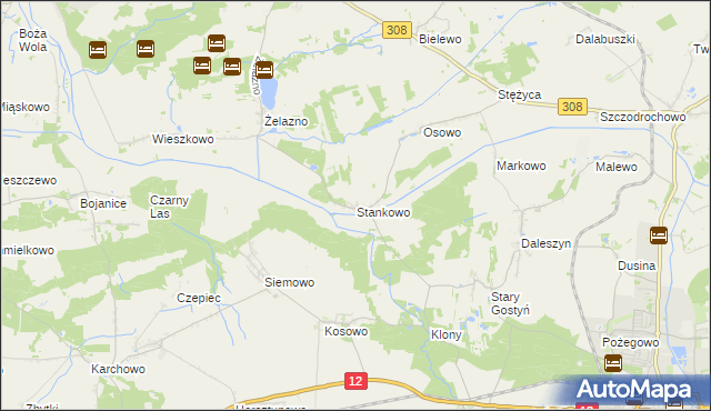 mapa Stankowo gmina Gostyń, Stankowo gmina Gostyń na mapie Targeo