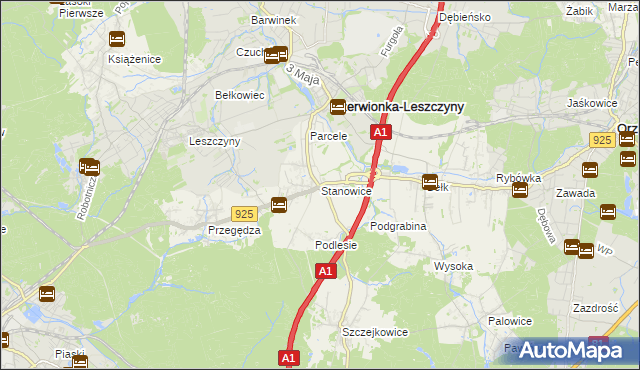 mapa Stanowice gmina Czerwionka-Leszczyny, Stanowice gmina Czerwionka-Leszczyny na mapie Targeo