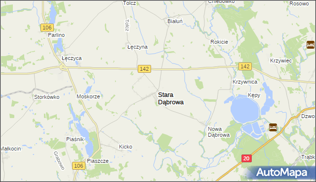mapa Stara Dąbrowa powiat stargardzki, Stara Dąbrowa powiat stargardzki na mapie Targeo