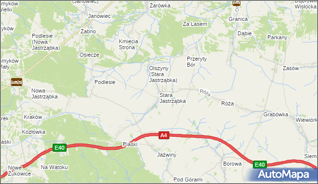 mapa Stara Jastrząbka gmina Czarna, Stara Jastrząbka gmina Czarna na mapie Targeo