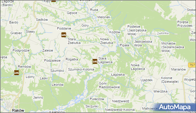 mapa Stara Łagowica, Stara Łagowica na mapie Targeo