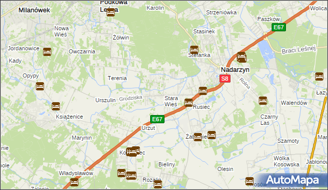 mapa Stara Wieś gmina Nadarzyn, Stara Wieś gmina Nadarzyn na mapie Targeo