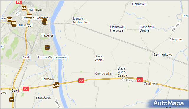 mapa Stara Wisła, Stara Wisła na mapie Targeo