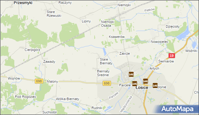 mapa Stare Biernaty, Stare Biernaty na mapie Targeo