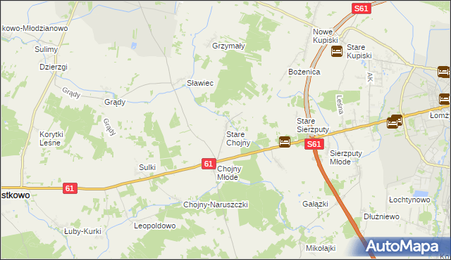 mapa Stare Chojny, Stare Chojny na mapie Targeo