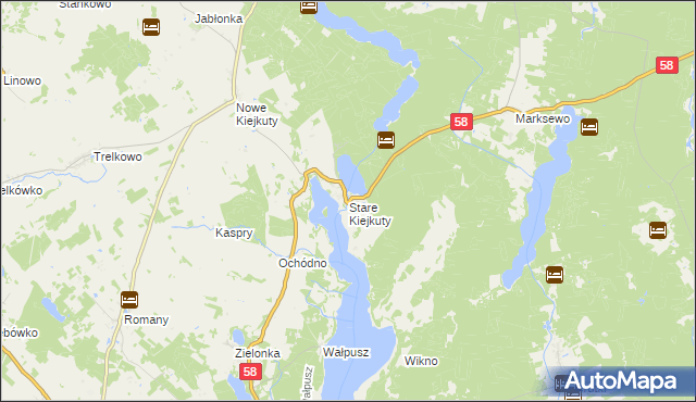 mapa Stare Kiejkuty, Stare Kiejkuty na mapie Targeo