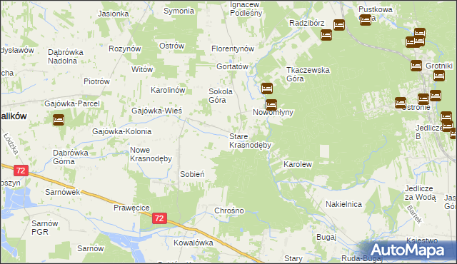 mapa Stare Krasnodęby, Stare Krasnodęby na mapie Targeo