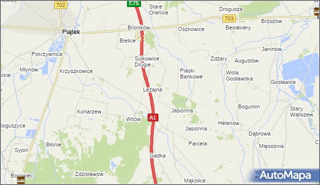 mapa Stare Piaski gmina Piątek, Stare Piaski gmina Piątek na mapie Targeo