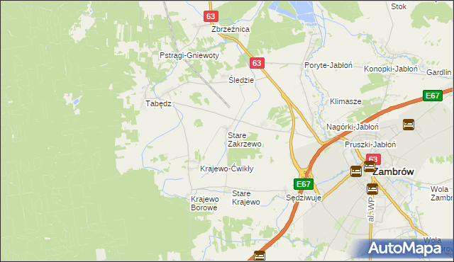 mapa Stare Zakrzewo, Stare Zakrzewo na mapie Targeo