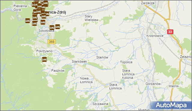 mapa Starków gmina Kłodzko, Starków gmina Kłodzko na mapie Targeo