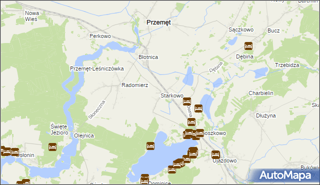 mapa Starkowo gmina Przemęt, Starkowo gmina Przemęt na mapie Targeo