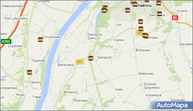 mapa Starogród gmina Chełmno, Starogród gmina Chełmno na mapie Targeo