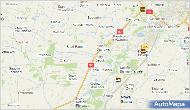 mapa Stary Dębsk, Stary Dębsk na mapie Targeo