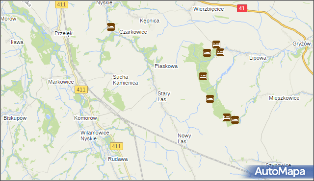 mapa Stary Las gmina Głuchołazy, Stary Las gmina Głuchołazy na mapie Targeo