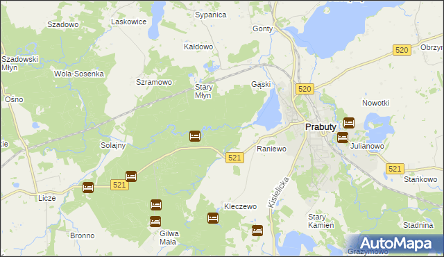 mapa Stary Młyn gmina Prabuty, Stary Młyn gmina Prabuty na mapie Targeo