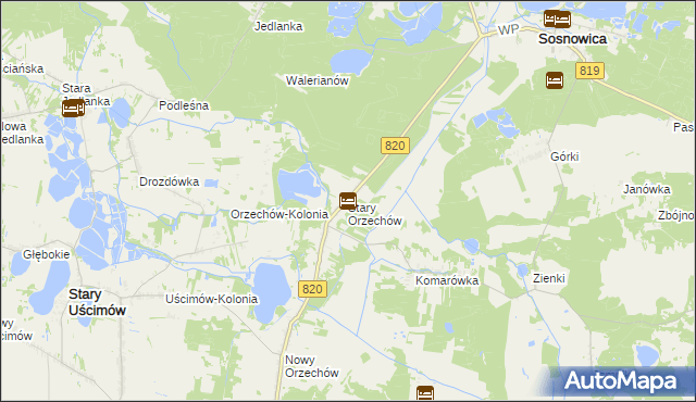 mapa Stary Orzechów, Stary Orzechów na mapie Targeo