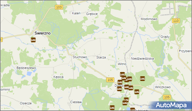 mapa Starza gmina Świerzno, Starza gmina Świerzno na mapie Targeo