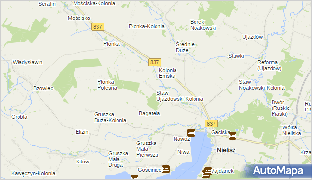 mapa Staw Ujazdowski-Kolonia, Staw Ujazdowski-Kolonia na mapie Targeo