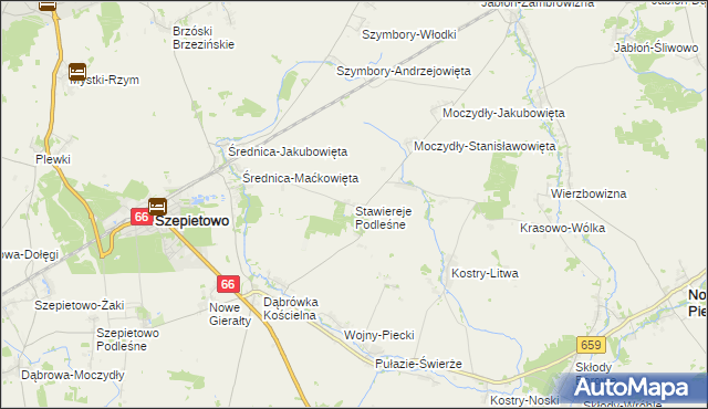 mapa Stawiereje Podleśne, Stawiereje Podleśne na mapie Targeo