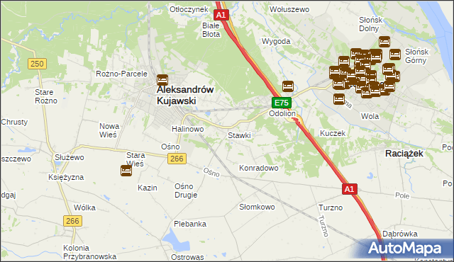 mapa Stawki gmina Aleksandrów Kujawski, Stawki gmina Aleksandrów Kujawski na mapie Targeo