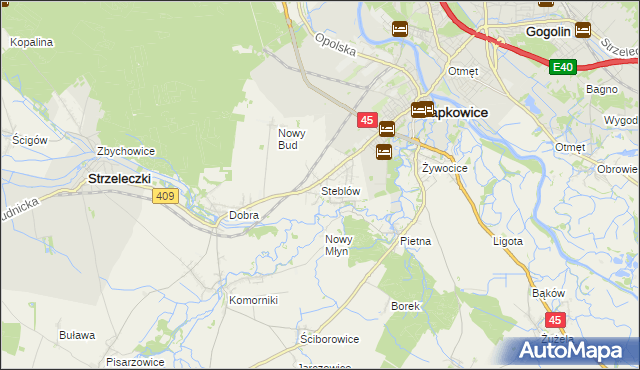 mapa Steblów gmina Krapkowice, Steblów gmina Krapkowice na mapie Targeo
